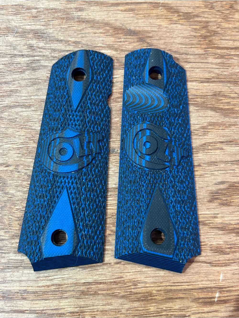 Colt 1911 Grips Blue Black G10 Textured